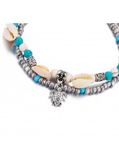 Silver jewelry,Other jewelry,Round Beads Conch Design Silver Anklet Set