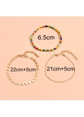 Golden jewelry,Other jewelry,Round Layered Beads Golden Anklet Set