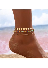 Round Layered Beads Golden Anklet Set