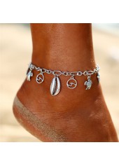 Starfish and Turtle Chain Silver Anklet