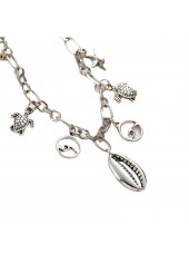 Silver jewelry,Other jewelry,Starfish and Turtle Chain Silver Anklet