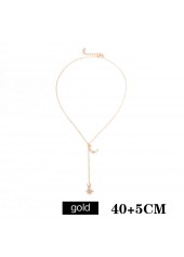 Golden jewelry,Other jewelry,Alloy Moon and Star Design Golden Necklace