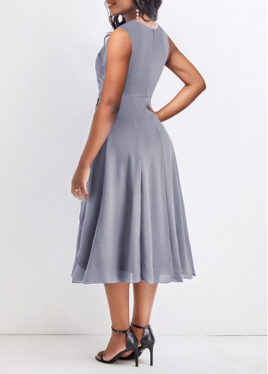 Grey dresses,Plain Color dresses,ROTITA Asymmetry Grey Heart Collar Sleeveless Dress