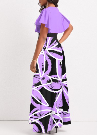 Light Purple dresses,Floral dresses,Plants dresses,ROTITA Criss Cross Floral Print Light Purple Maxi Dress