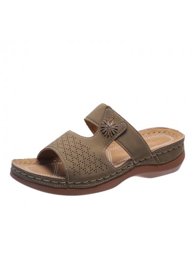 Dark Camel accessories,Plain Color accessories,Dark Camel Low Heel Open Toe Sliders