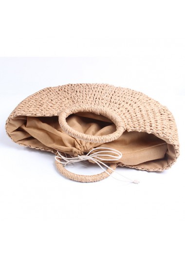 Light Camel accessories,Plain Color accessories,Light Camel Circular Design Drawstring Hand Bag