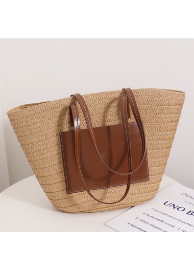 Light Camel accessories,Plain Color accessories,Light Camel Contrast Zip Shoulder Bag