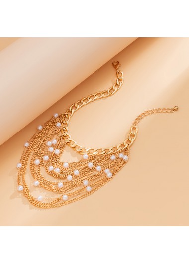 Gold jewelry,Other jewelry,Chain Layered Design Pearl Gold Anklet