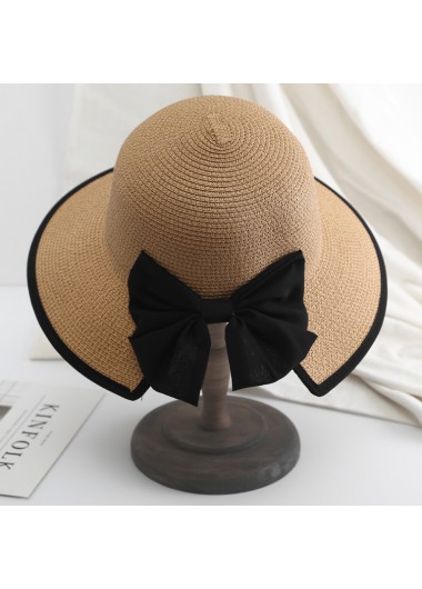Light Coffee accessories,Plain Color accessories,Bowknot Contrast Stitch Light Coffee Visor Hat