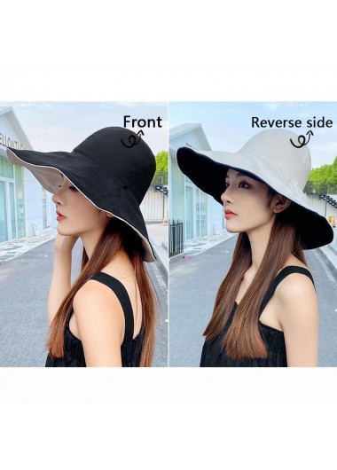 Black accessories,Plain Color accessories,Contrast String Nylon Black Visor Hat