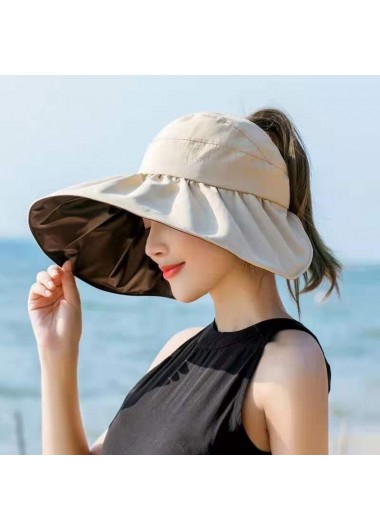 Beige accessories,Plain Color accessories,Nylon Fold Detail Beige Visor Hat