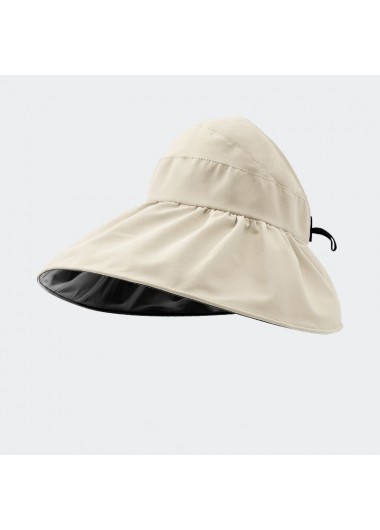 Beige accessories,Plain Color accessories,Nylon Fold Detail Beige Visor Hat