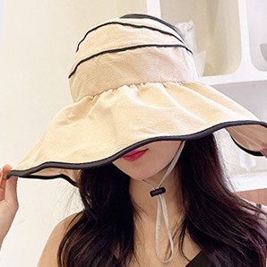 Light Coffee accessories,Plain Color accessories,Contrast Stitch String Light Coffee Visor Hat