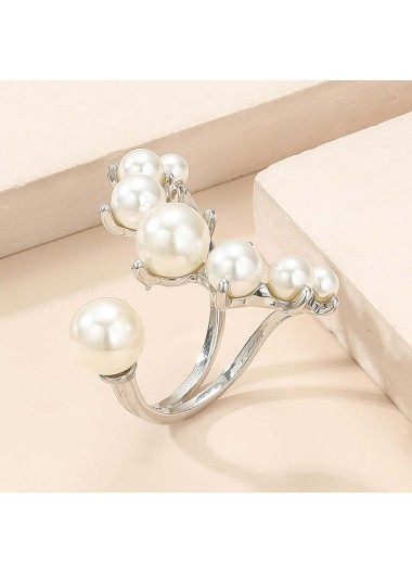 Silvery White jewelry,Contrast Color jewelry,Asymmetry Pear Detail Silvery White Ring