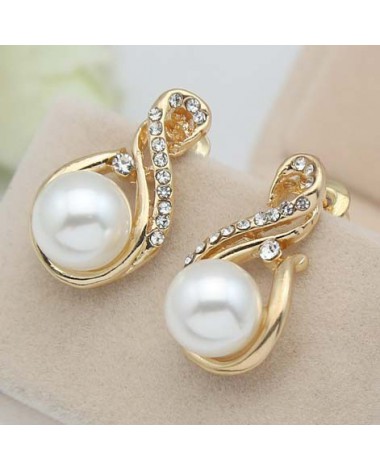 Gold jewelry,Other jewelry,Gold Rhinestone Pearl Earrings and Necklace