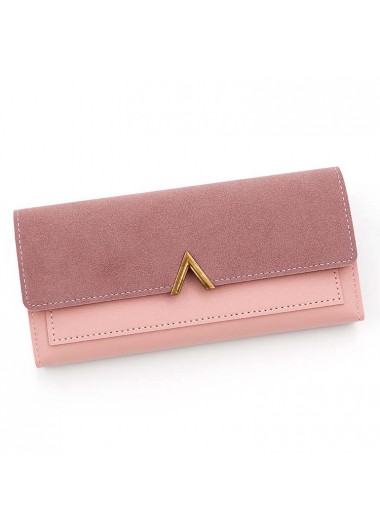 Pink accessories,Geometric accessories,Pink Metal Ring Detail Hasp Wallet