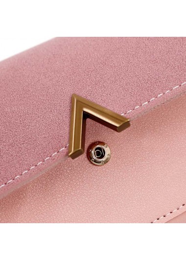 Pink accessories,Geometric accessories,Pink Metal Ring Detail Hasp Wallet