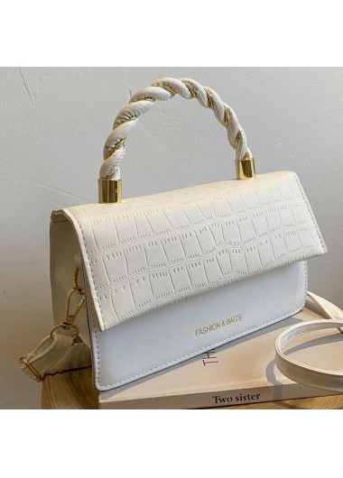 White accessories,Plain Color accessories,Twist Design White Magnetic Crossbody Bag