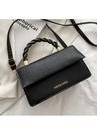 Black accessories,Plain Color accessories,Black PU Detail Magnetic Crossbody Bag