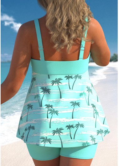 Mint Green plus size,Plants plus size,ROTITA Mint Green Plus Size Patchwork Tankini Top
