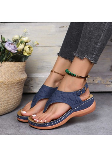 Navy accessories,Plain Color accessories,Navy Mid Heel Open Toe Flip Slippers