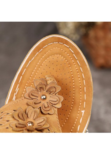 Light Camel accessories,Floral accessories,Plants accessories,Light Camel Mid Heel Toe Post Slippers