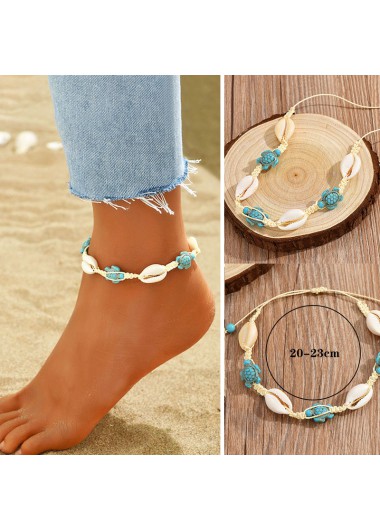 White jewelry,Other jewelry,Conch Sea Turtle Detail White Anklet