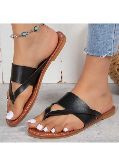 Black accessories,Plain Color accessories,Black Low Heel Toe Post Flip Flops