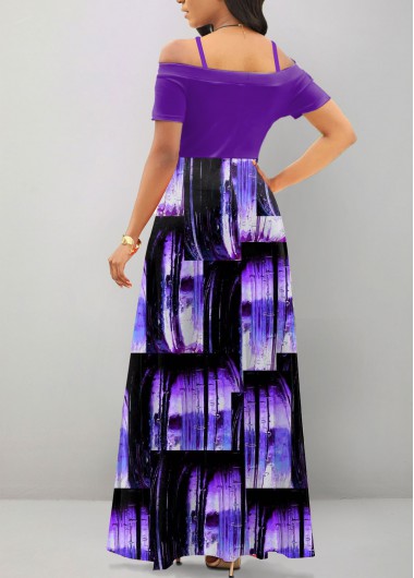 Purple dresses,Ombre dresses,Geometric dresses,ROTITA Criss Cross Ombre Purple Off Shoulder Maxi Dress