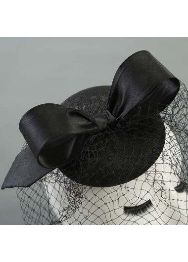 Black accessories,Plain Color accessories,Retro Bowknot Design Hemp Black Hat