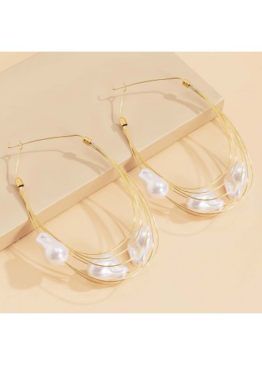 Mint Green jewelry,Floral jewelry,Plants jewelry,Gold Layered Asymmetric Pearl Detail Earrings