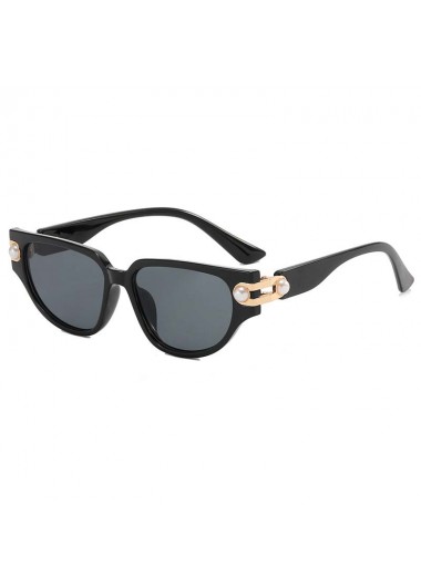 Black accessories,Geometric accessories,Black Plastic Detail Cat Eye Sunglasses