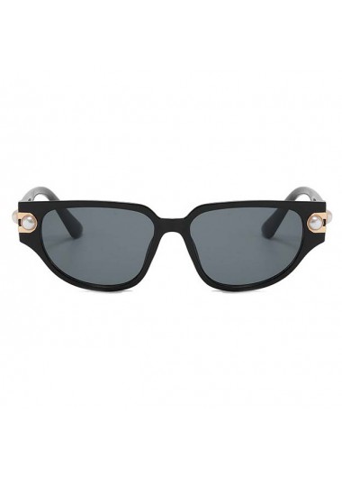 Black accessories,Geometric accessories,Black Plastic Detail Cat Eye Sunglasses