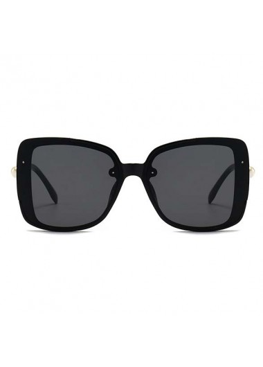 Black accessories,Geometric accessories,Black Plastic Detail Geometric Pattern Sunglasses