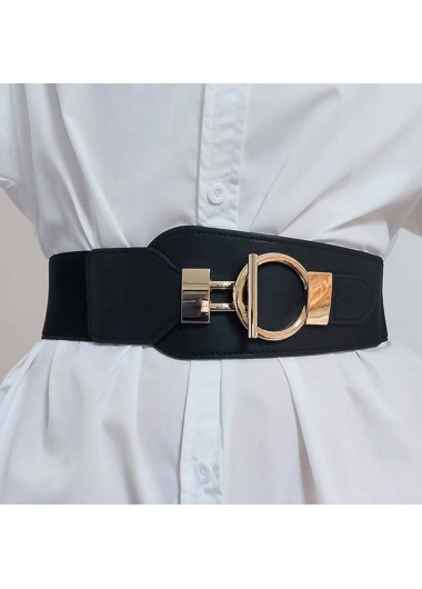 Black accessories,Other accessories,Black Metal Ring Detail Faux Leather Belt