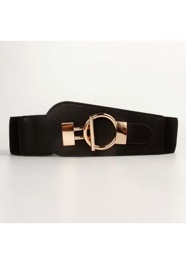Black accessories,Other accessories,Black Metal Ring Detail Faux Leather Belt