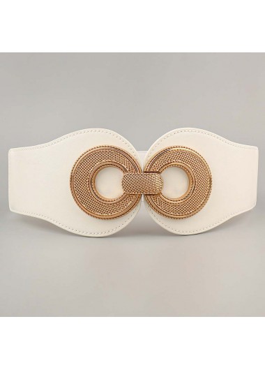 White accessories,Other accessories,White Circular Ring Faux Leather Belt