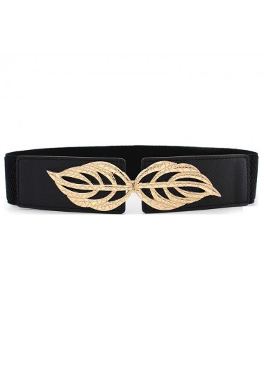Black accessories,Other accessories,Leaf Design Black Faux Leather Belt