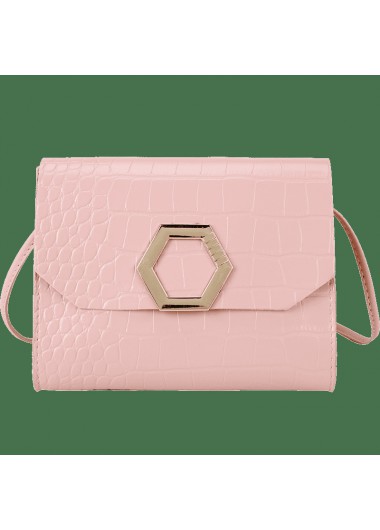 Pink accessories,Geometric accessories,Pink Geometric Pattern Magnetic Shoulder Bag