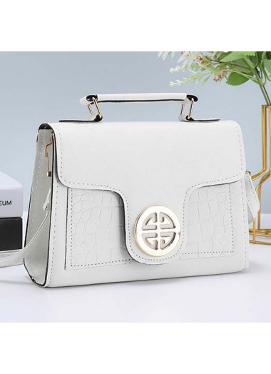 White accessories,Plain Color accessories,White PU Material Magnetic Shoulder Bag