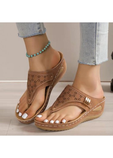 Dark Camel accessories,Plain Color accessories,Dark Camel Mid Heel Toe Post Sliders