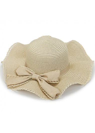 Beige accessories,Plain Color accessories,Bowknot Detail Beige Summer Visor Hat