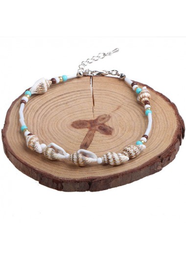 Beige jewelry,Geometric jewelry,Round Conch Design Geometric Pattern Beige Anklet