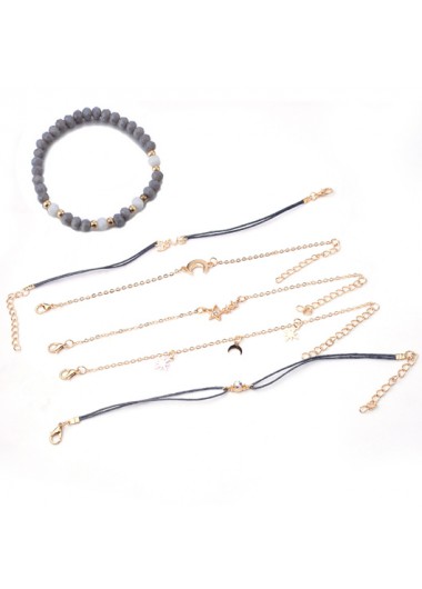 Grey jewelry,Contrast Color jewelry,Goleden Metal Design Moon Grey Bracelet Set