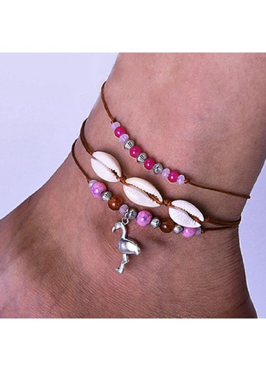 Multi Color jewelry,Animal Print jewelry,Geometric jewelry,Round Plastic Detail Multi Color Anklet Set