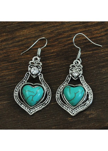 Turquoise jewelry,Other jewelry,Heart Retro Cutout Design Turquoise Earrings