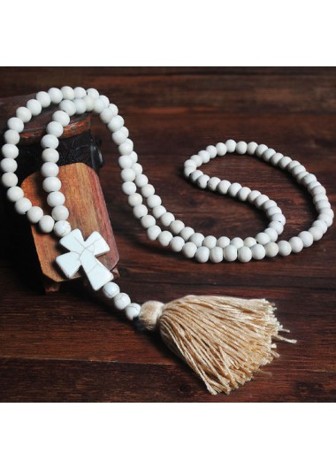 Light Coffee jewelry,Other jewelry,Wood Tassel Cross Light Coffee Necklace