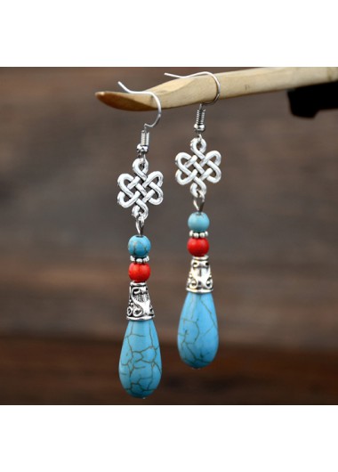 Silvery White jewelry,Contrast Color jewelry,Chinese Knot Design Teardrop Silvery White Earrings