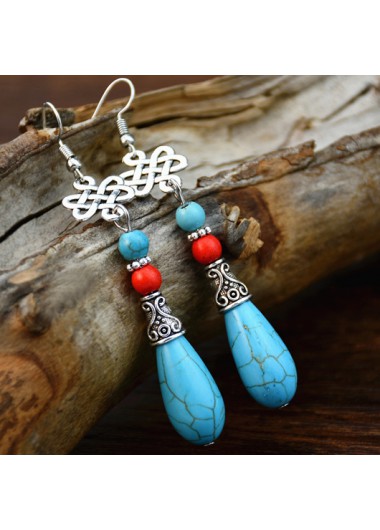 Silvery White jewelry,Contrast Color jewelry,Chinese Knot Design Teardrop Silvery White Earrings