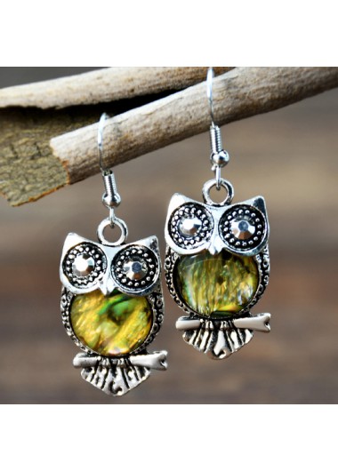 Silver jewelry,Contrast Color jewelry,Owl Shape Design Alloy Silver Earrings